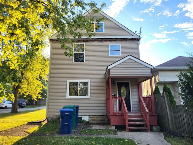 view of front property with a front lawn