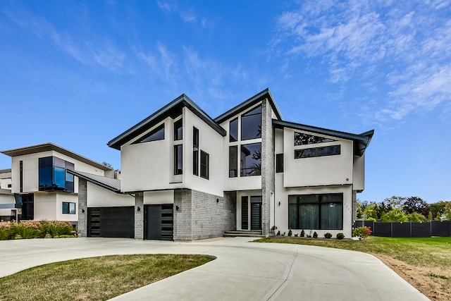 contemporary home with a garage