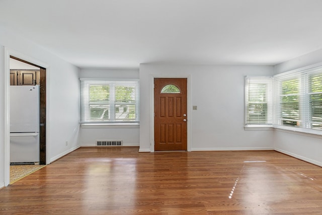 entryway with wood-type flooring