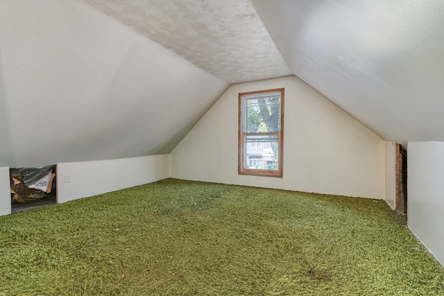 bonus room featuring lofted ceiling and carpet