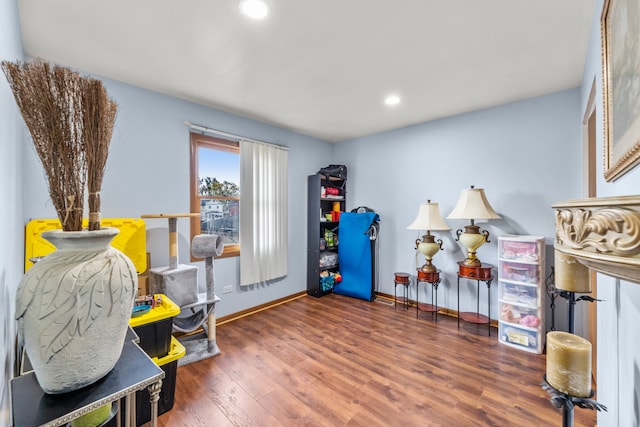 miscellaneous room with dark hardwood / wood-style floors