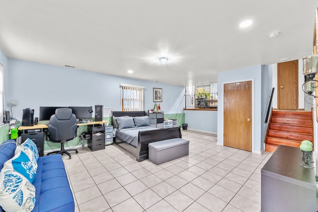 living room with light tile patterned floors