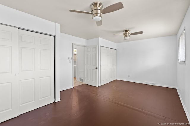 unfurnished bedroom with ceiling fan