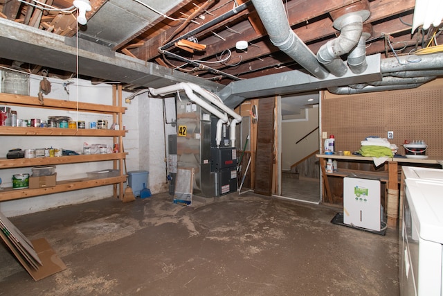 basement with heating unit