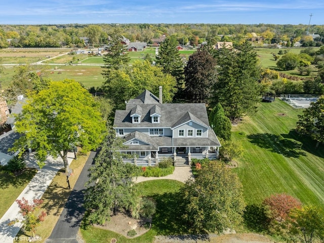 drone / aerial view with a rural view