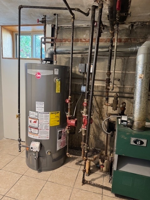 utility room with gas water heater