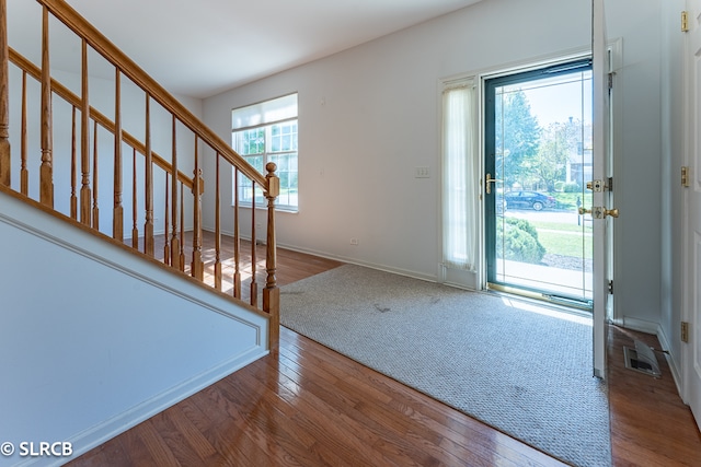 foyer featuring hardwood / wood-style flooring and a healthy amount of sunlight