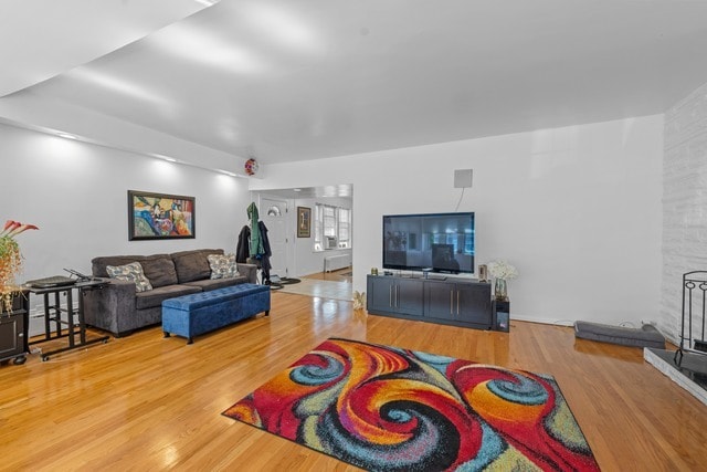 living room with hardwood / wood-style floors