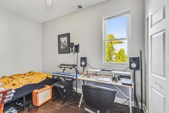 office area featuring dark hardwood / wood-style floors