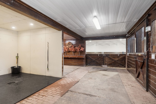 interior space with wooden walls