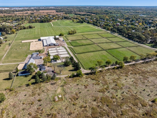 drone / aerial view with a rural view