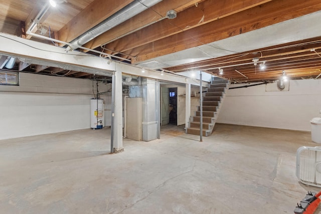 basement with water heater