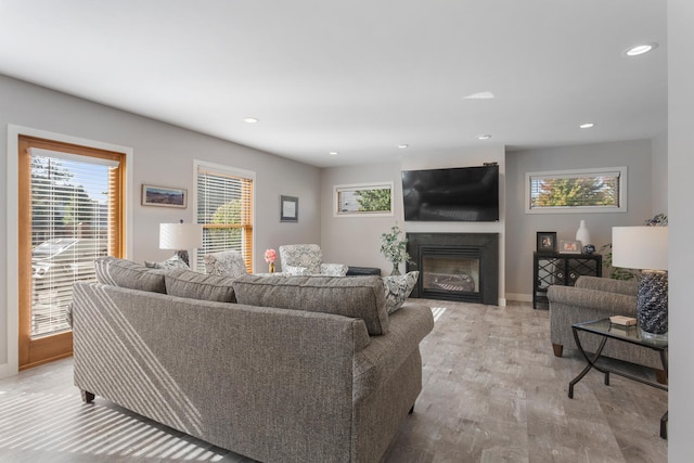 living room featuring light hardwood / wood-style flooring