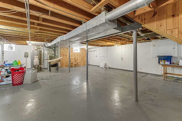 basement featuring water heater