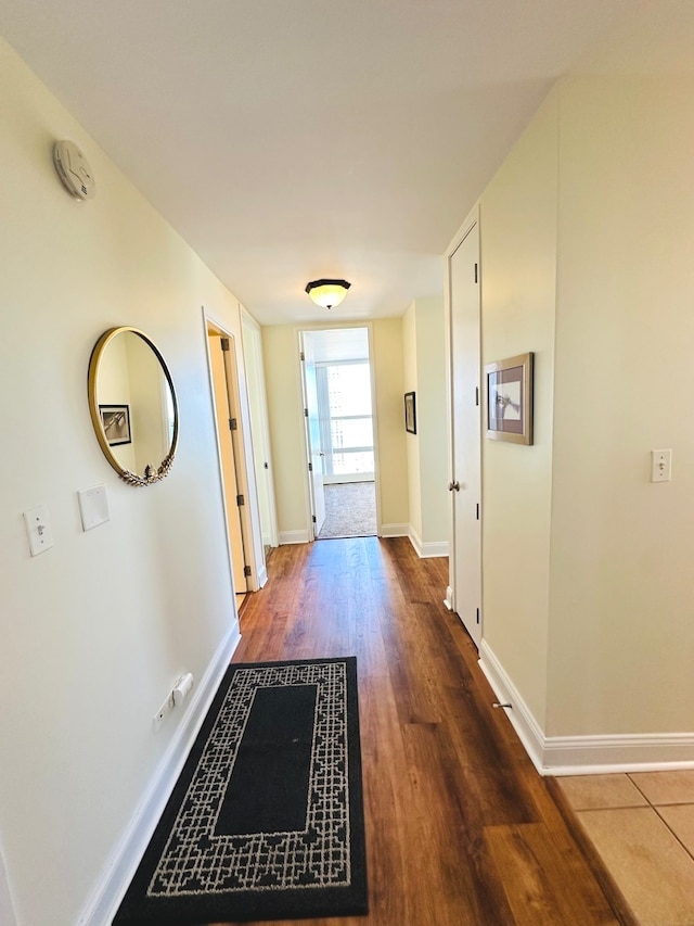 hall featuring dark hardwood / wood-style flooring