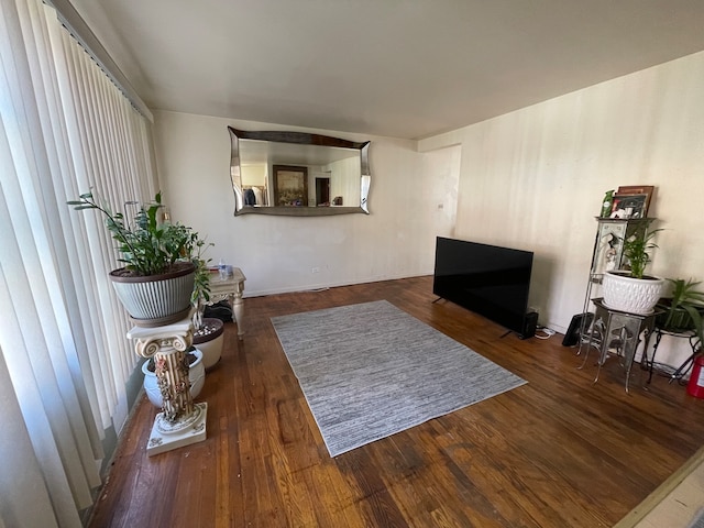 living room featuring dark hardwood / wood-style floors