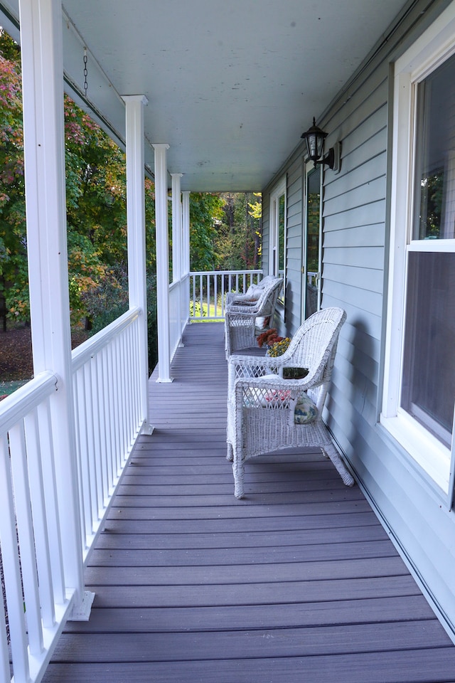 deck with covered porch