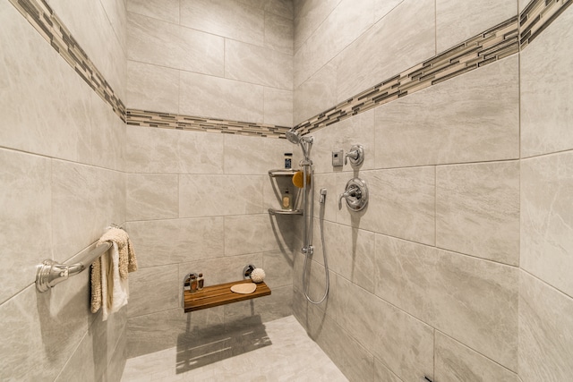 details with a tile shower