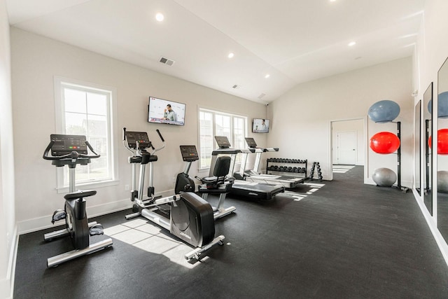 506 Stearn Dr Unit 506, Genoa, IL 60135 - workout area with recessed lighting and vaulted ceiling