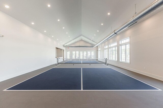 506 Stearn Dr Unit 506, Genoa, IL 60135 - recreation room with high vaulted ceiling, recessed lighting, and basketball court