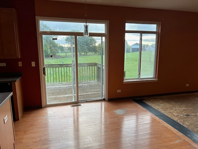 doorway with light hardwood / wood-style floors