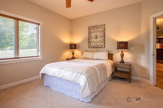 bedroom featuring ceiling fan