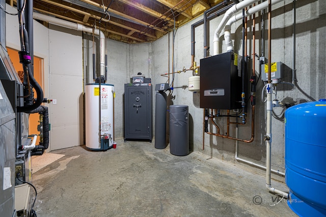 utility room with gas water heater