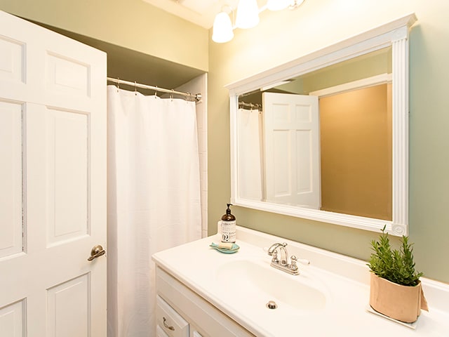 bathroom featuring vanity and walk in shower