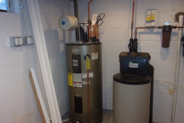 utility room with water heater