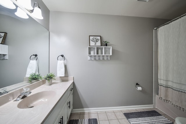 bathroom featuring vanity, toilet, and tile patterned floors