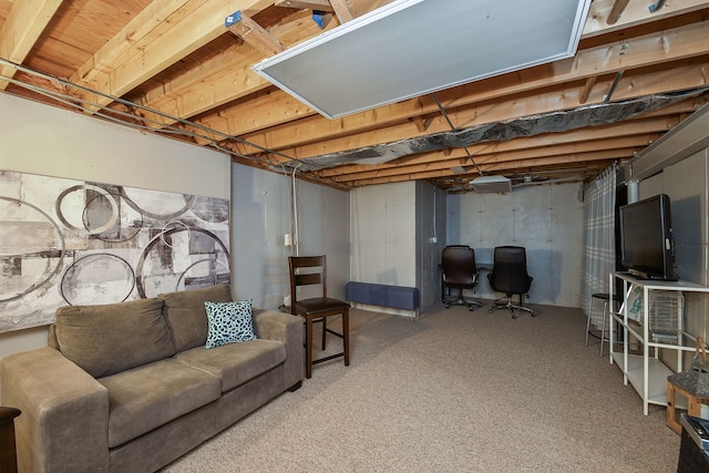 basement featuring carpet floors