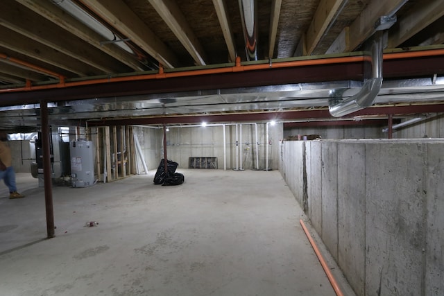 basement with water heater