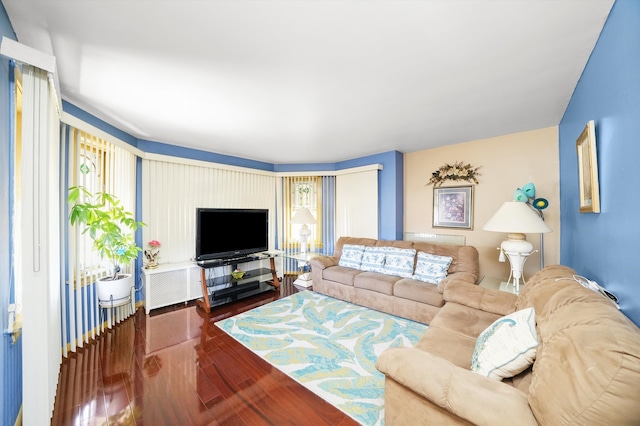 living room featuring hardwood / wood-style flooring