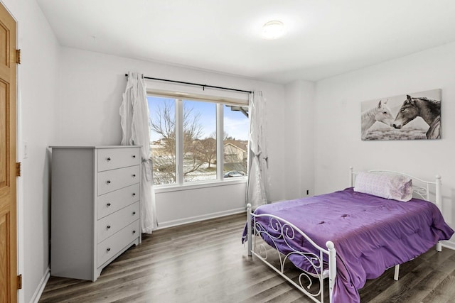 bedroom with hardwood / wood-style flooring