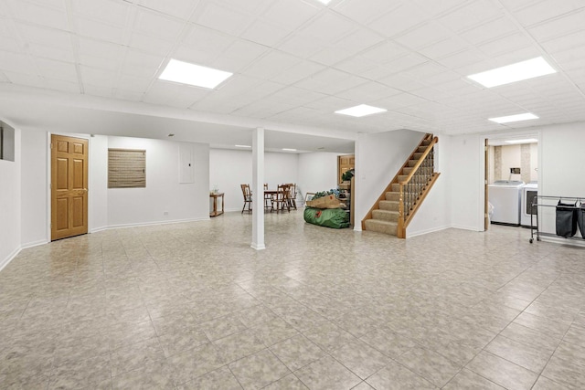 basement featuring washer / clothes dryer