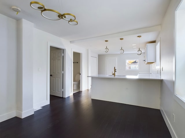 interior space featuring dark wood-type flooring and sink