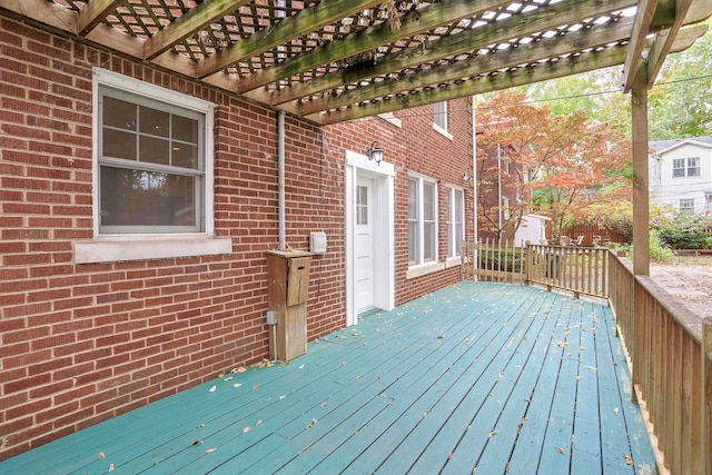 wooden terrace with a pergola