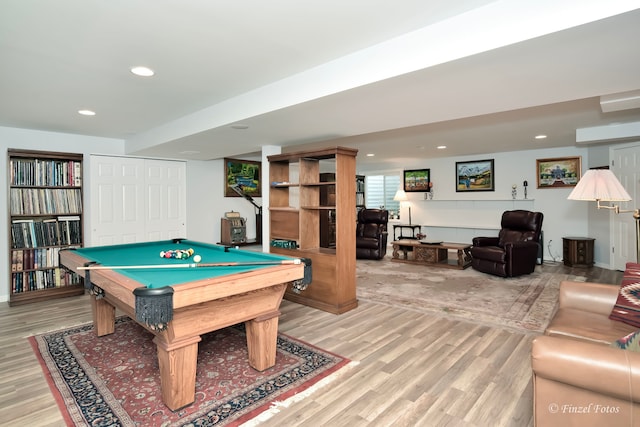 recreation room featuring pool table and wood-type flooring