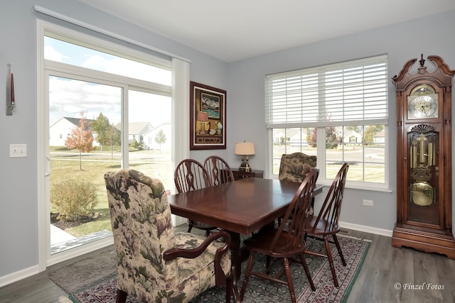 dining area featuring dark hardwood / wood-style floors