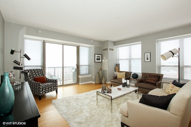 living room featuring light hardwood / wood-style flooring