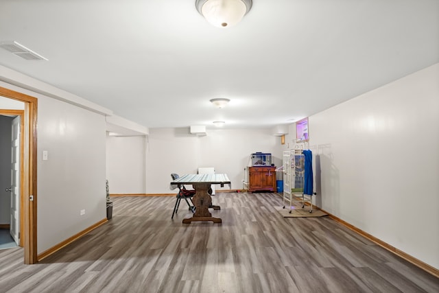 rec room featuring hardwood / wood-style floors