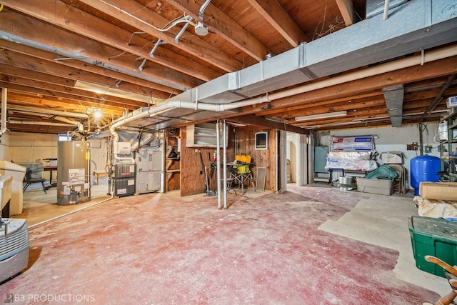 basement with gas water heater