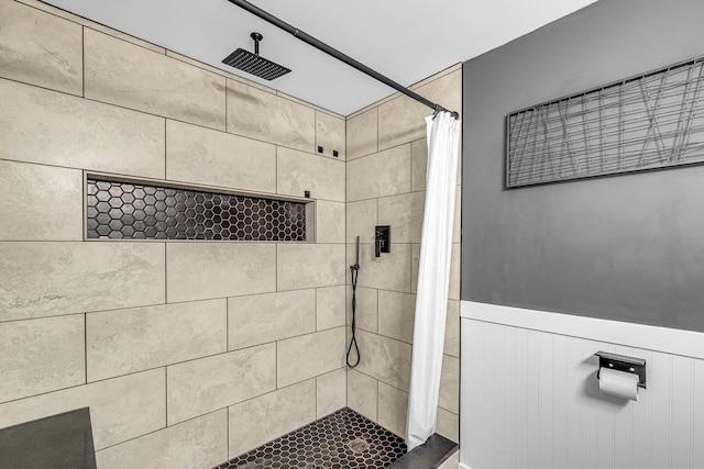 4661 W Tulip Ave, Monee, IL 60449 - full bathroom with a tile shower and wainscoting