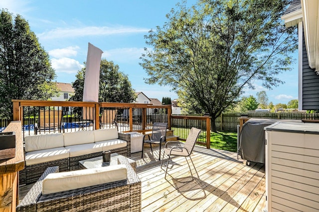 4661 W Tulip Ave, Monee, IL 60449 - wooden terrace with an outdoor living space and a fenced backyard