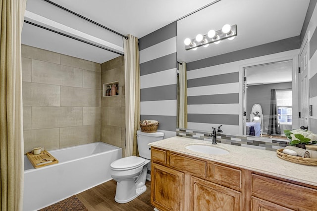 4661 W Tulip Ave, Monee, IL 60449 - bathroom with wood finished floors, shower / tub combo, toilet, and vanity
