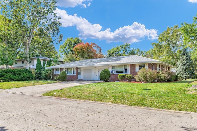 ranch-style house with a front lawn