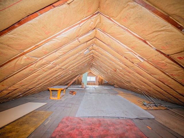 view of unfinished attic