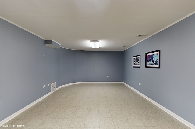 basement with ornamental molding