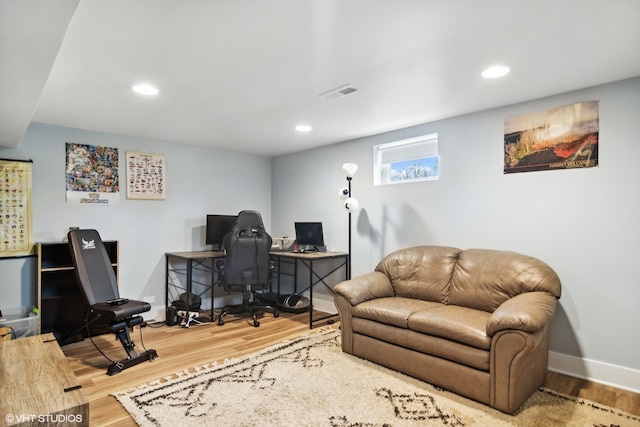 office space featuring hardwood / wood-style flooring