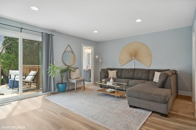 living room featuring wood-type flooring